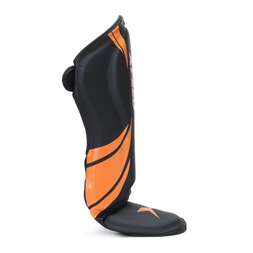XPEED XP1806 Shin Pad/Shin Guard for Men and Women | Training Practice and Sports | Ultra Light Weight Shinguard with Ankle Adjustable | Hook and Loop Closure System (L, Orange) - Image 4