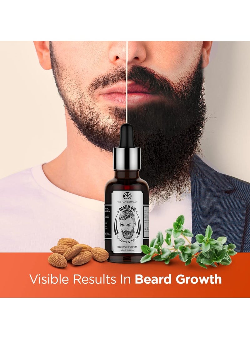 The Man Company The Man Company Beard Oil for Growing Beard Faster with Almond & Thyme, NATURAL, Best Beard Growth Oil for Men, Nourishes & Strengthens Uneven Patchy Beard - 30ML - Image 3