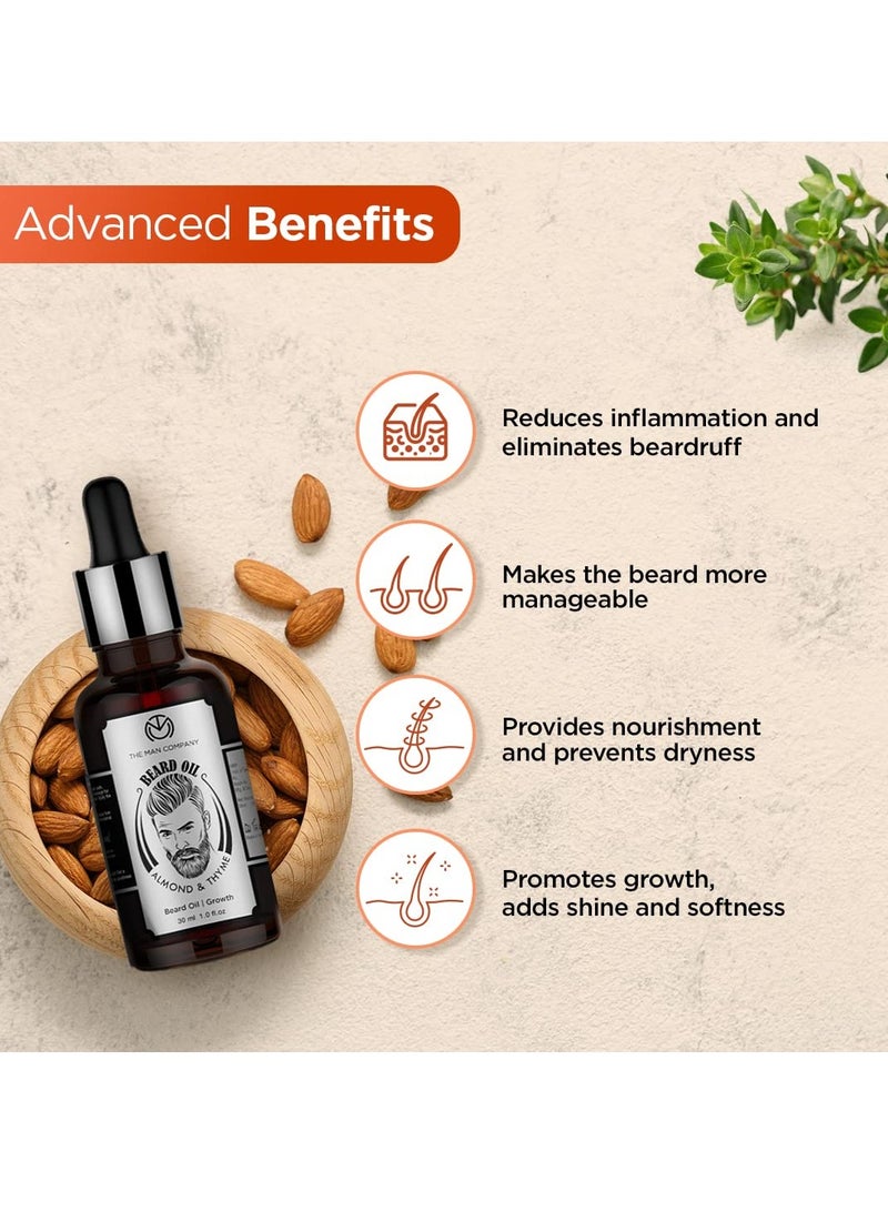 The Man Company The Man Company Beard Oil for Growing Beard Faster with Almond & Thyme, NATURAL, Best Beard Growth Oil for Men, Nourishes & Strengthens Uneven Patchy Beard - 30ML - Image 5