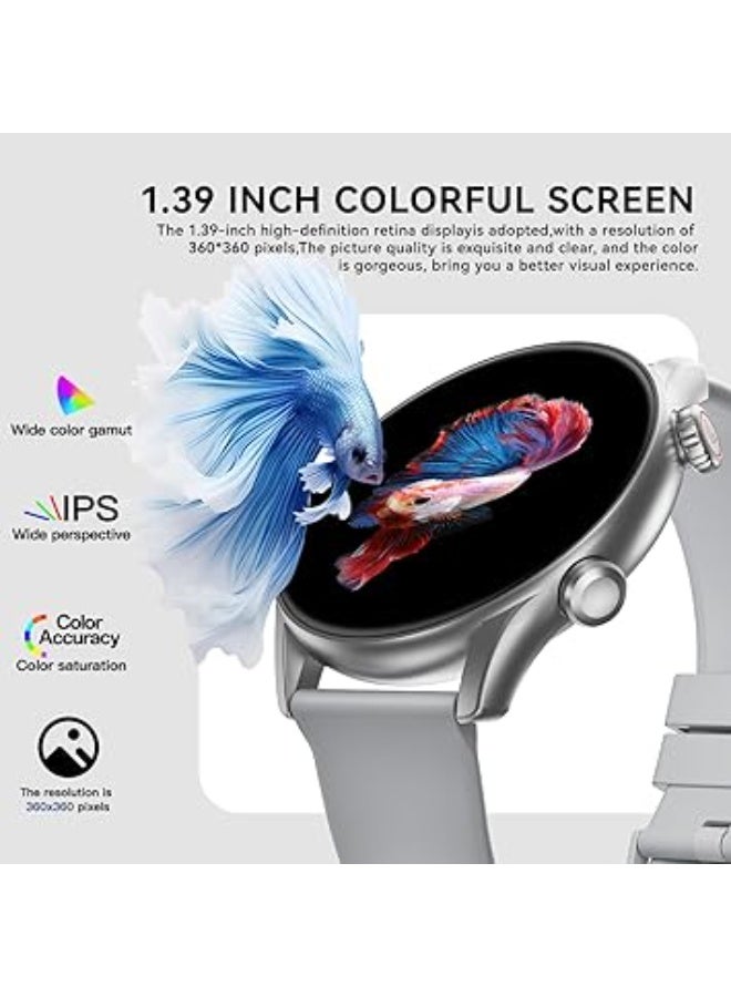Weofly Spirit 2 Smartwatch – 1.39″ HD Display, IP68 Waterproof Fitness Tracker, 100+ Sports Modes, Heart Rate & Sleep Monitoring, Long Battery Life, iOS & Android Compatible - Silver - Image 4