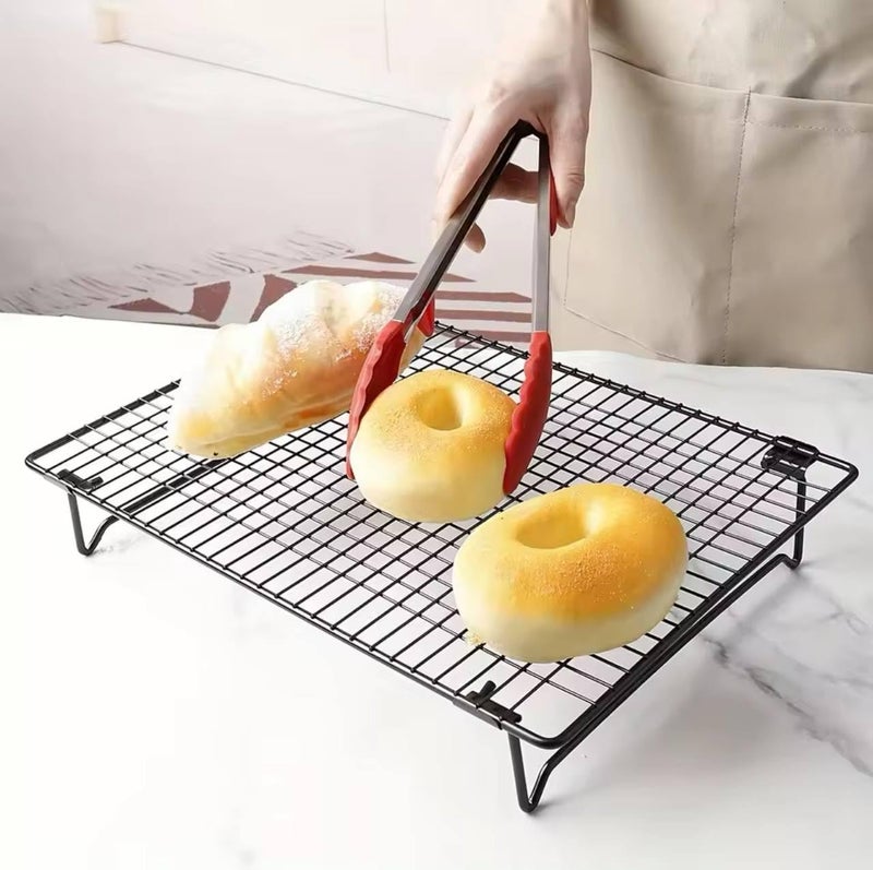 Heavy Duty Baking Cooling Rack, Black Galvanized Stainless Steel Wire Rack with Foldable Feet for Cakes, Cookies, Bread and Grilling Use (Two packs) - Image 5