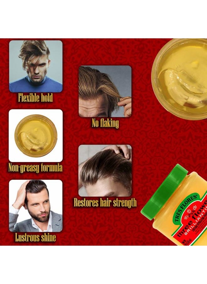 Three Flowers - Solid Brilliantine Pomade, Men Hair Styling, 2 pack - Image 1