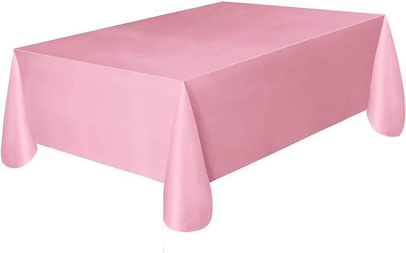 3 Pack Plastic Tablecloth Rectangle 54" X 108" Premium Disposable Table Cover for Party Birthday Wedding (Pink)