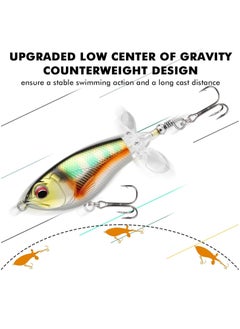 Excefore Water Fishing Lures with BKK Hooks, Whopper Fishing Lure for Freshwater or Saltwater, Floating Lure for Bass Catfish Pike, Fishing Wobble Surface Bass Baits Teasers Fishing Gifts for Men  - Image 4