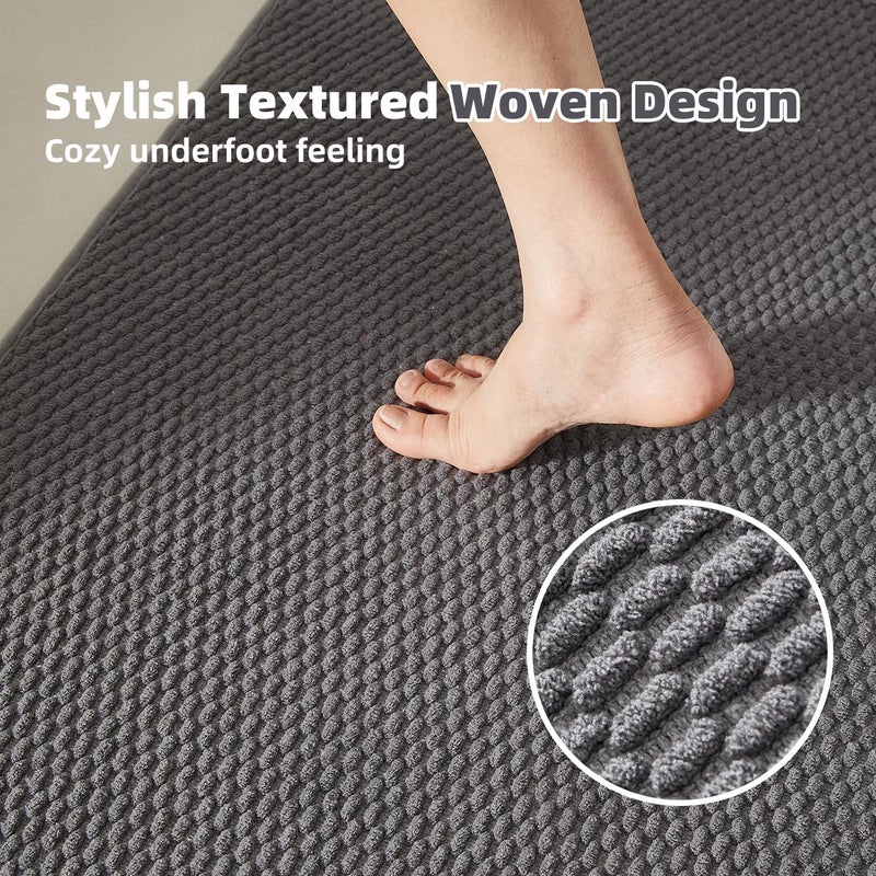 TYUU Toilet Rug, Thin Toilet Rugs U Shaped Washable Non Slip Absorbent Quick Dry Low Pile Toilet Mat, Dark Grey 20"x24" U Shape - Image 3