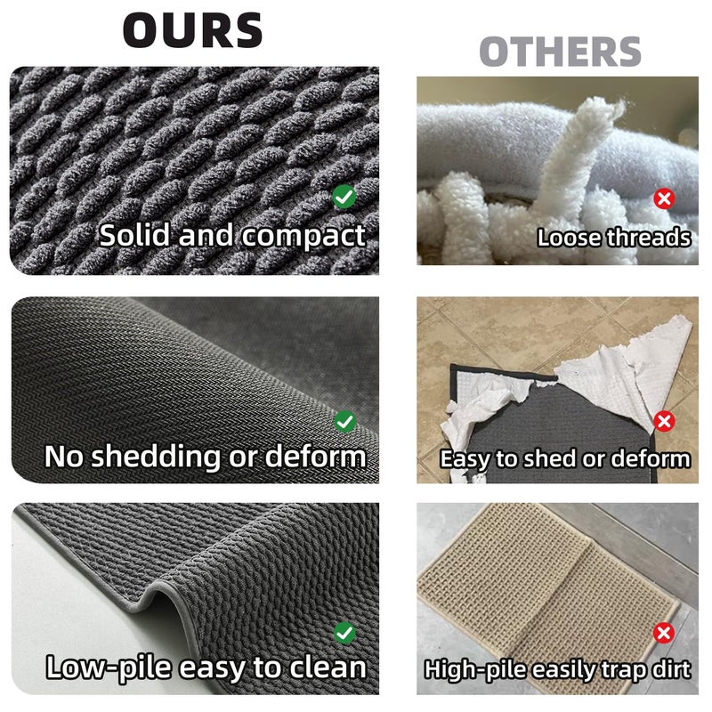 TYUU Toilet Rug, Thin Toilet Rugs U Shaped Washable Non Slip Absorbent Quick Dry Low Pile Toilet Mat, Dark Grey 20"x24" U Shape - Image 4