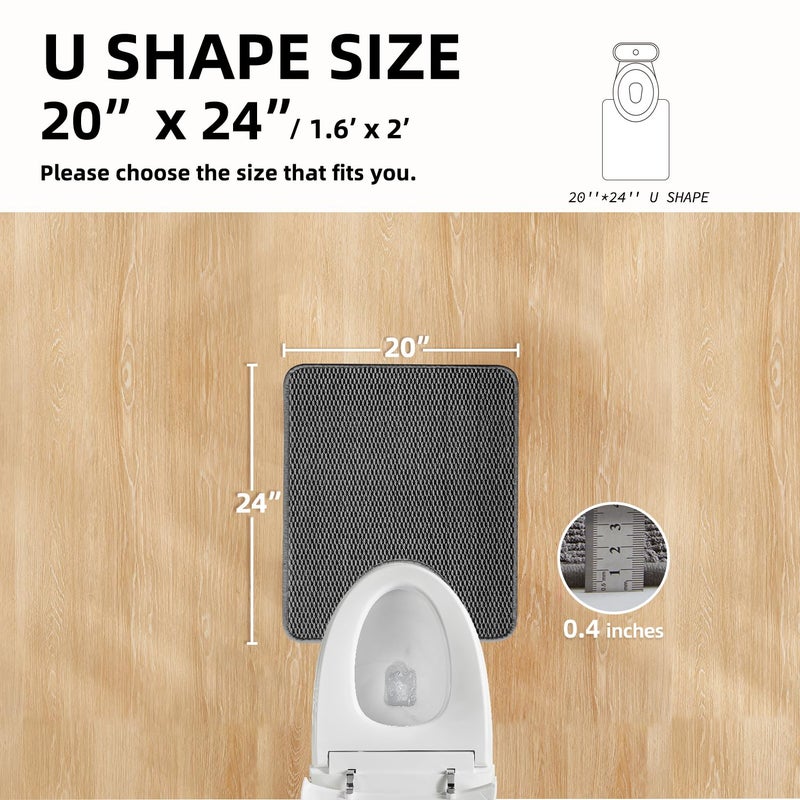 TYUU Toilet Rug, Thin Toilet Rugs U Shaped Washable Non Slip Absorbent Quick Dry Low Pile Toilet Mat, Dark Grey 20"x24" U Shape - Image 2