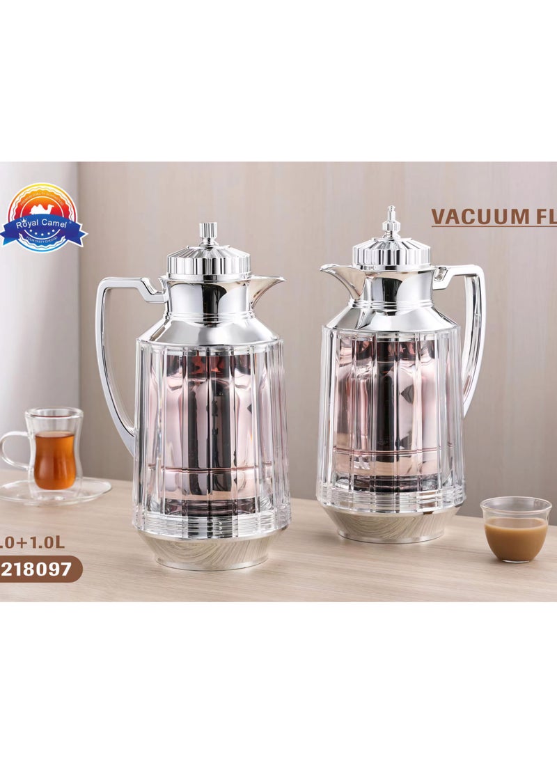 Royal Camel - Royal Camel 2 Piece Thermos Set 1L + 1L Transparent+ Silver - Image 1