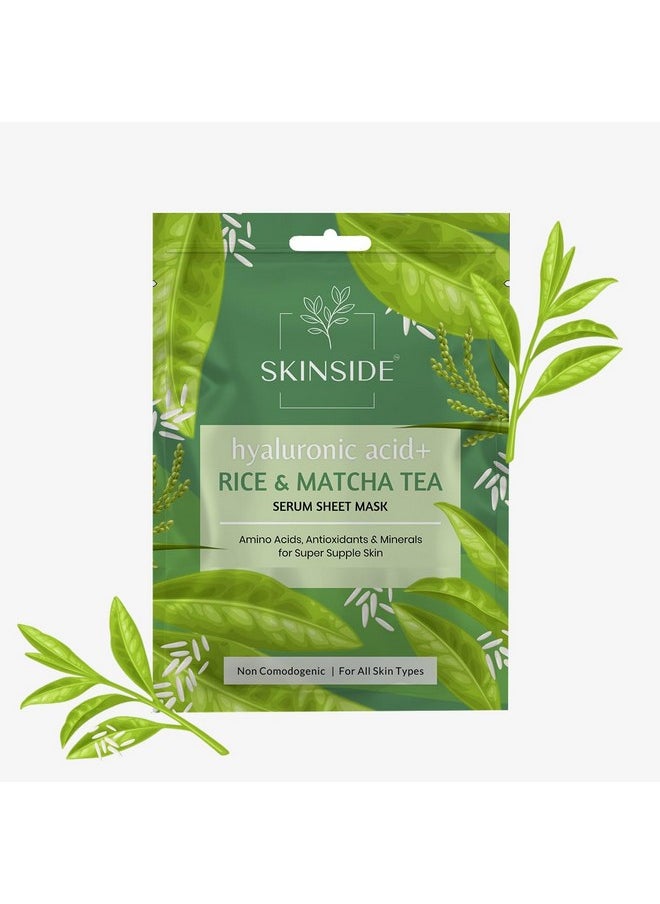 Skinside - Serum Sheet Mask For Glowing Skin With Hyaluronic Acid | Face Mask Sheets Combo For | Hydrating | Tan & Blackheads Removal | Instant Brightening | Pore Reduction | Fairness | Skin Tightening (3, Rice & Matcha Tea | Collagen & Berries | Retinol & Niacinamide) - Image 1