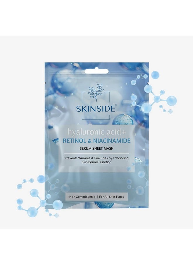 Skinside - Serum Sheet Mask For Glowing Skin With Hyaluronic Acid | Face Mask Sheets Combo For | Hydrating | Tan & Blackheads Removal | Instant Brightening | Pore Reduction | Fairness | Skin Tightening (3, Rice & Matcha Tea | Collagen & Berries | Retinol & Niacinamide) - Image 1