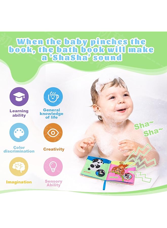 إيروريكس كتب حمام الأطفال غير سامة ومقاومة للماء ومتينة من القماش الناعم للأطفال الرضع والأطفال الصغار وحوض الاستحمام - Image 3