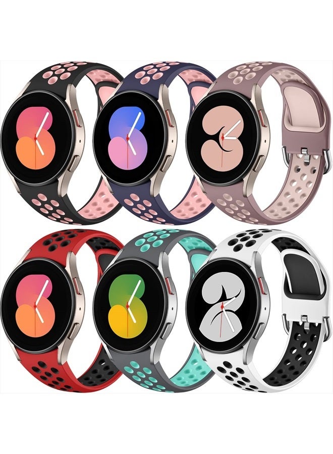 DAQIN 6 PACK No Gap Bands Only Compatible with Samsung Galaxy Watch 5 Band/Galaxy Watch 4 Band 40mm 44m/Galaxy Watch 5 Pro Band 45mm/Watch 4 Classic Band, 20mm Soft Silicone Sport Bands for Women & Men - Image 1