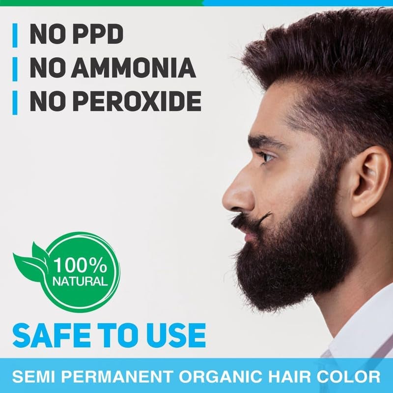 Vegetal Safe Hair Color Dark Brown 25gm Pack of 6 Certified Organic Chemical and Allergy Free Bio Natural Beard Hair Color with No Ammonia Formula PPD - Image 3