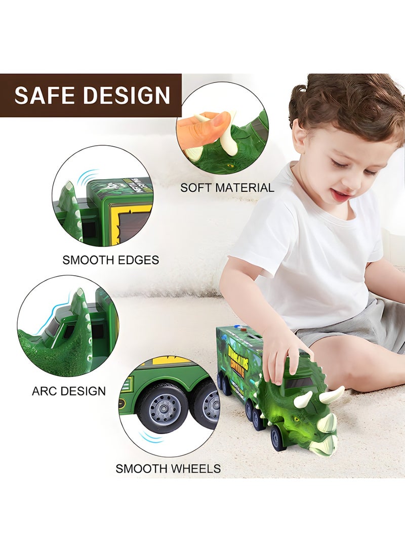 MAGIC VAULT Dinosaur Truck Carrier for Boys and Girls, Car Transporter Toy with Light Sound Kids Dinosaur Toys Set with Pull Back Car Launcher Track Dinosaur Park Pretend Toy Kids Gift for Age 3 4 5 6 7 8 - Image 4
