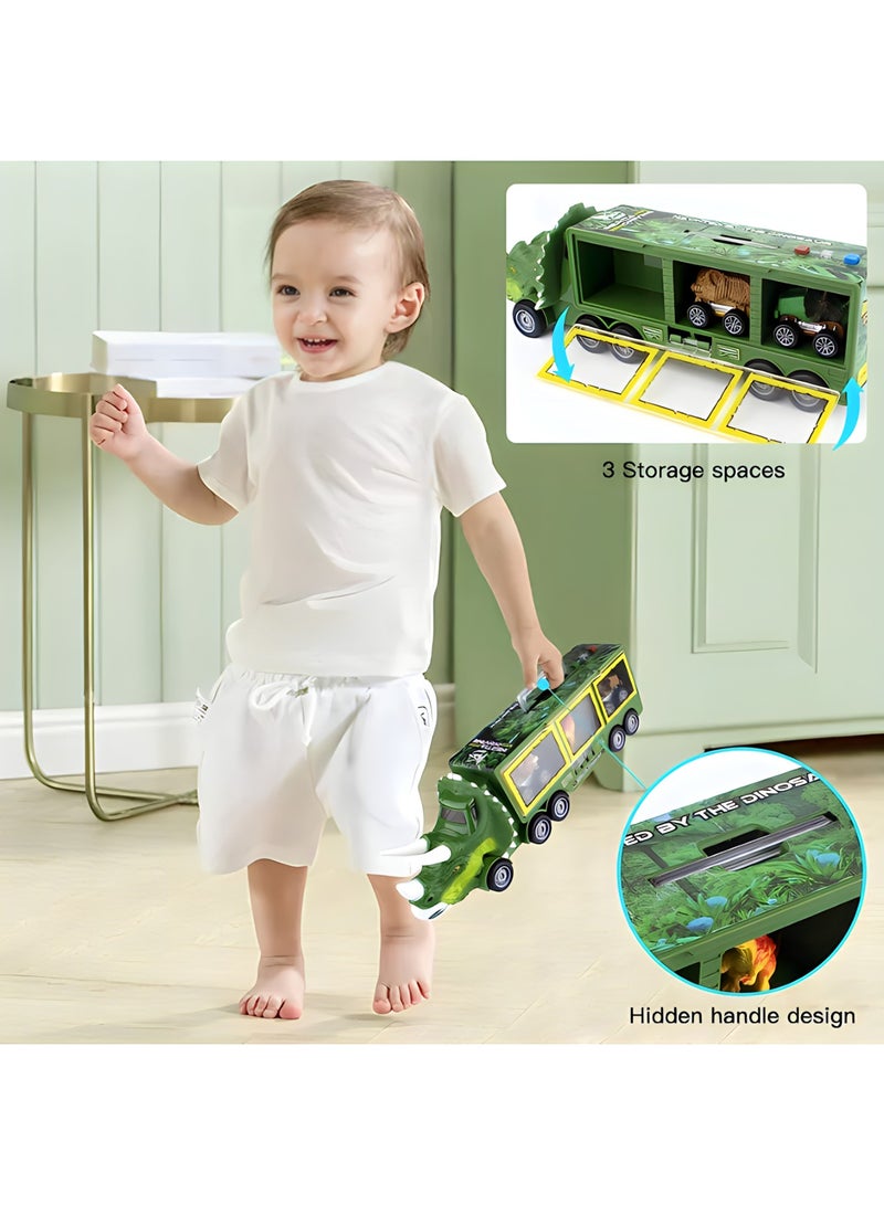 MAGIC VAULT Dinosaur Truck Carrier for Boys and Girls, Car Transporter Toy with Light Sound Kids Dinosaur Toys Set with Pull Back Car Launcher Track Dinosaur Park Pretend Toy Kids Gift for Age 3 4 5 6 7 8 - Image 5