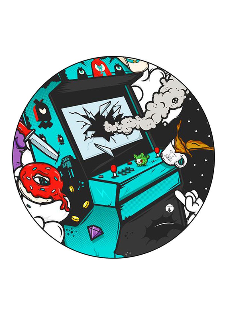 RKN Video Game Printed Mouse Pad  Round  Multicolour