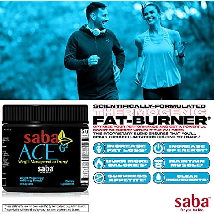 Saba Kombucha Saba ACE G2- Thermogenic Energy Burn, Pre Workout, Metabolism, Focus, Concentration, with Capsimax, CarnoSyn, BioPerine, Green Tea Leaf Extract, for Men & Women -60 Capsules - Image 4
