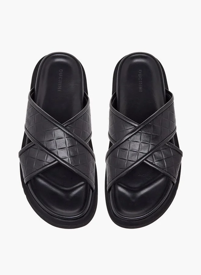 دوتشيني Men Quilted Criss-Cross Comfort Sandals