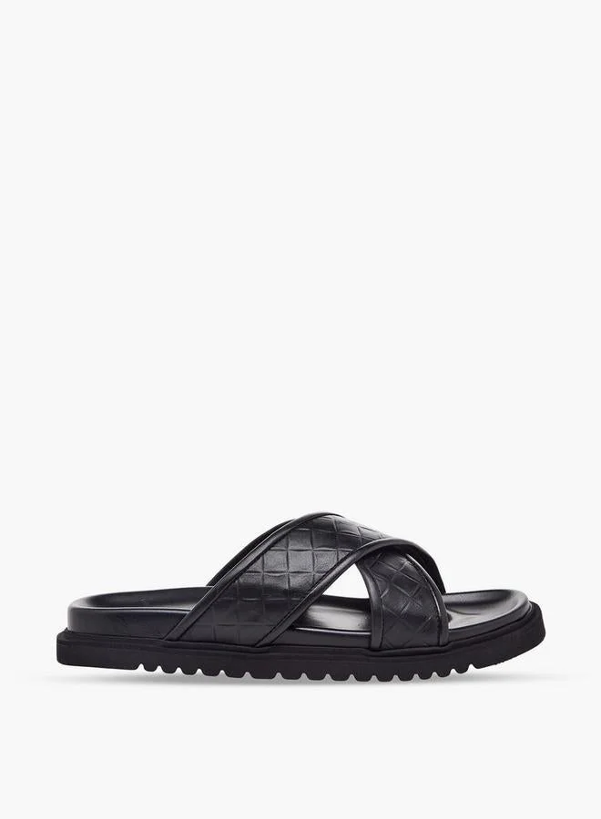 دوتشيني Men Quilted Criss-Cross Comfort Sandals