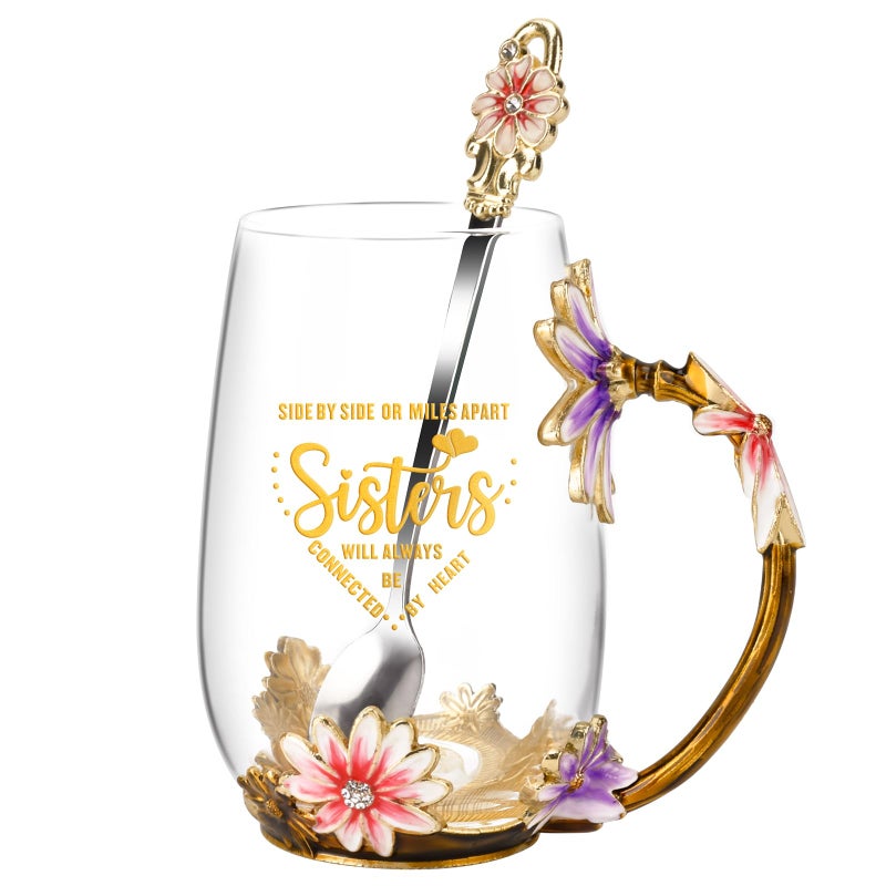 OEAGO Sisters Gifts from Sister for Women Elegant Tea Cup Unique Christmas Birthday Gifts for Sister, Little,Big,in Law - Image 1