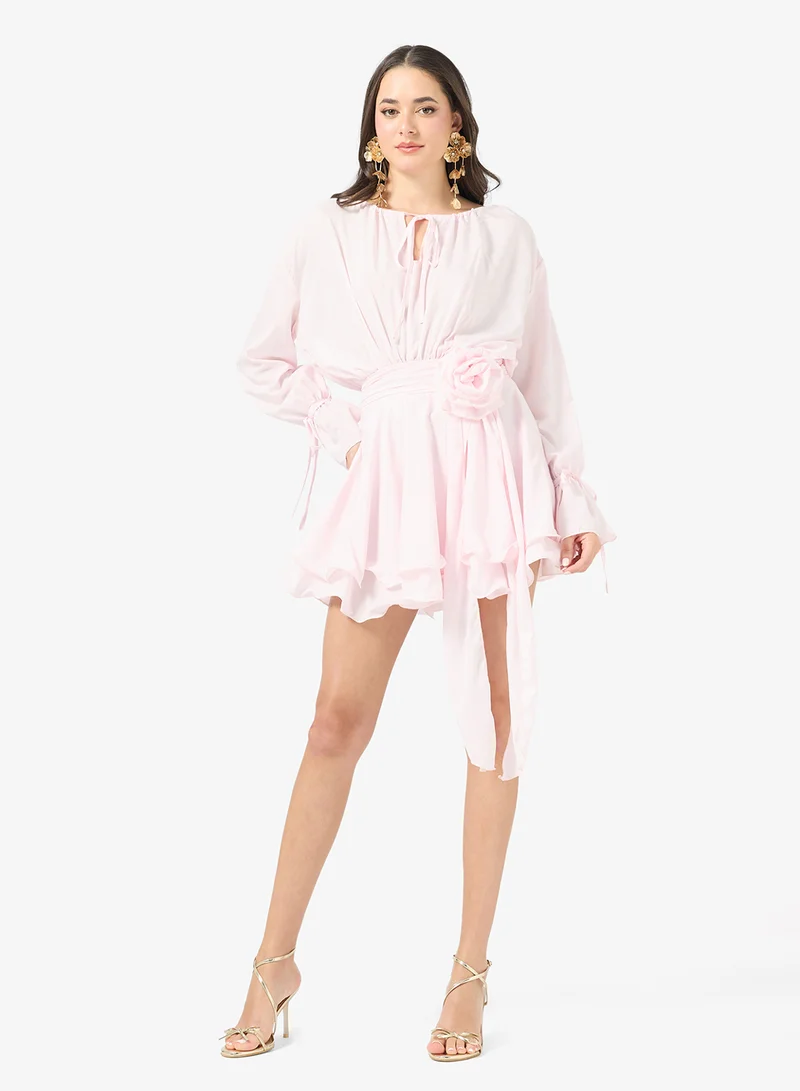 Ginger Gather Detail Dress with Crosage