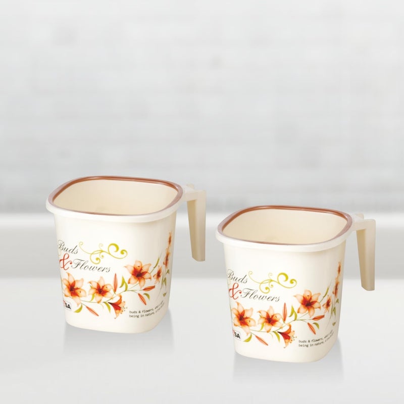 Nayasa Plastic Square DLX Mug 15 L Off White 2 Pieces Set - Image 2