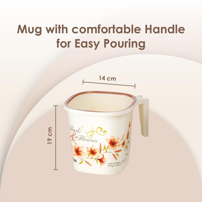 Nayasa Plastic Square DLX Mug 15 L Off White 2 Pieces Set - Image 3