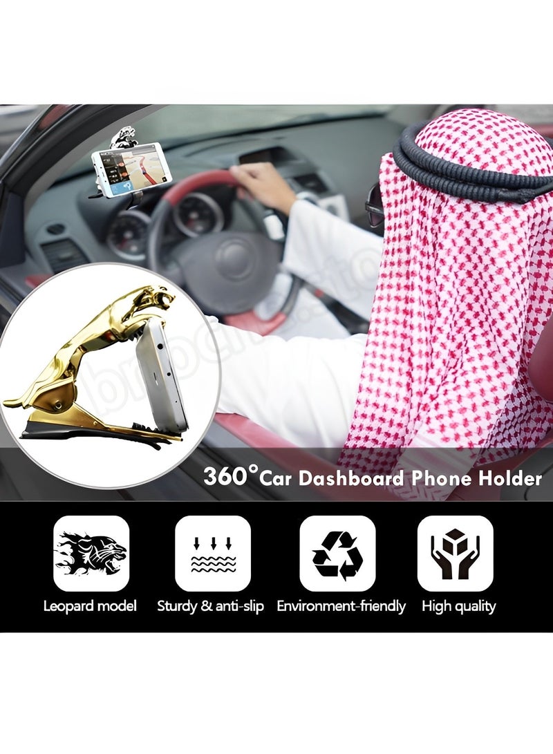 REOCLE Car-used Phone Holder in Leopard Shape 360° Rotatable and Ventilated Car Mobile Phone Holder with One-button Release Suitable for All iPhone & Android - Image 3