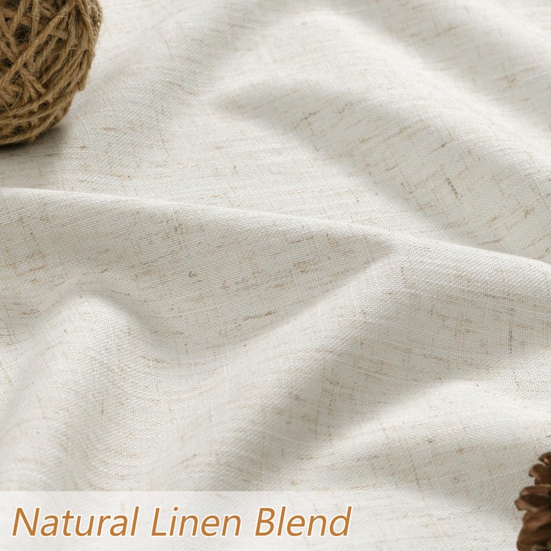 Guken Cream Linen Blackout Curtains 84 Inch Length 2 Panels Set for Living Room Bedroom Back Tab Thermal Insulated 100% Black Out Linen Drapes Room Darkening Window Curtains Ivory Natural - Image 3