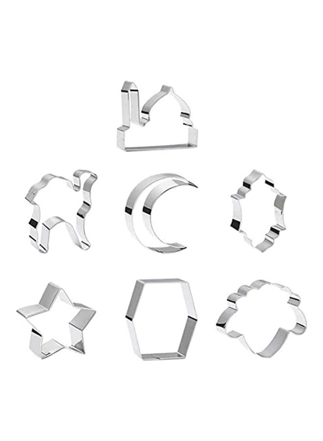 نيبمينينت مجموعة من 7 أدوات لتقطيع الكوكيز بتصاميم عيد مبارك فضي