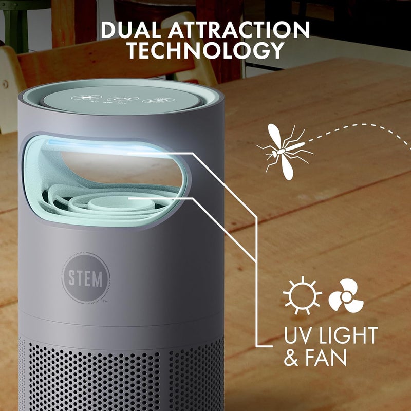 STEM STEM Flying Insect Fan Trap for Indoor Bug Control Attracts Mosquitoes Fruit Flies and House Flies Plugin Fan with UV Light Starter Kit Includes 1 Device and 5 Glue Traps - Image 2