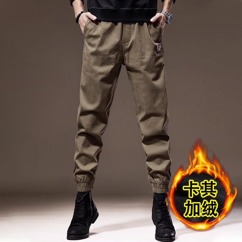 American Retro Overalls Men'S 2024 Winter Fleece-Lined Slim Stitching Toe Pants Wear-Resistant Work Pants - Image 5