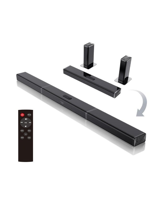 WALALLA 3 in 1 Detachable TV Soundbar with Subwoofer 80W, Home Theater Speaker with Deep Bass and Stereo Surround Sound, Bluetooth 5.3, HDMI ARC, Optical, AUX and USB,Remote Control, Black - Image 1
