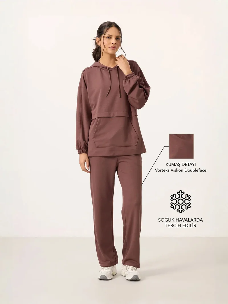 TOMMYLIFE TOMMY Oversized Hooded Sweatshirt And Wide-Leg Pants Set