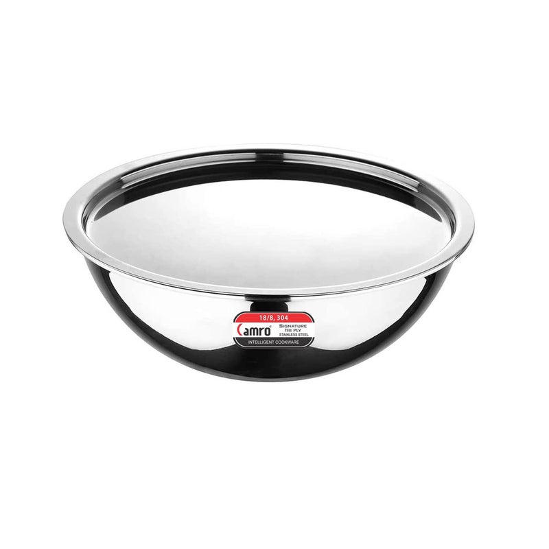 Camro Triply Artisian Tasla with Lid (1.8 Liters, 22 Cm) with Steel Lid | Stainless Steel Induction Friendly | 3-Layer Body, Dishwasher Safe | 15+Years of Innovation and Quality - Image 1