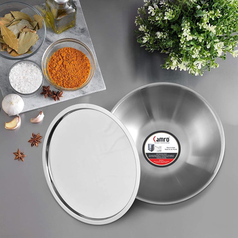 Camro Triply Artisian Tasla with Lid (1.8 Liters, 22 Cm) with Steel Lid | Stainless Steel Induction Friendly | 3-Layer Body, Dishwasher Safe | 15+Years of Innovation and Quality - Image 5