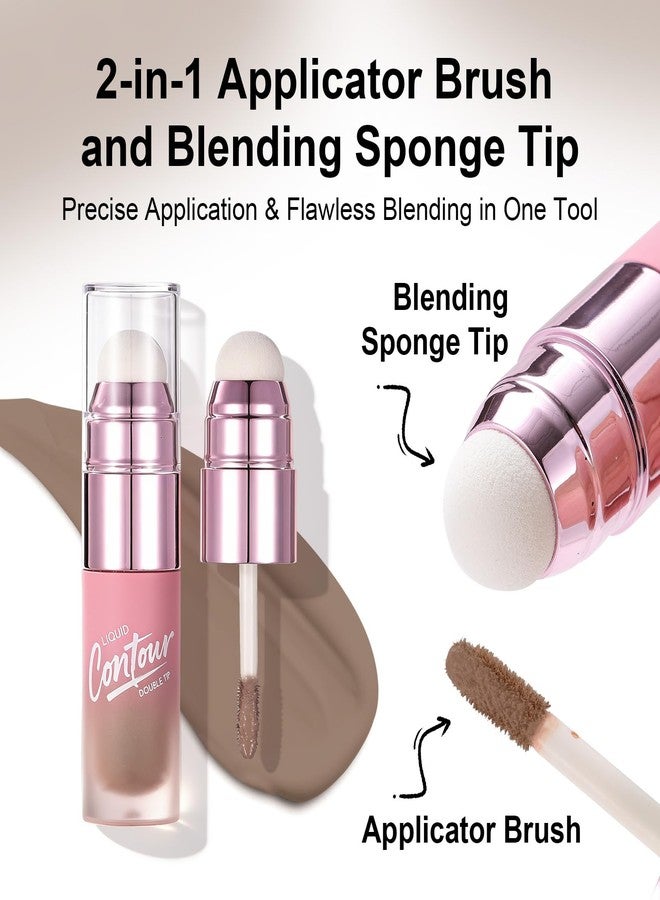 U-Shinein Liquid Contour Stick Grey Contour with Blending Sponge for medium to deep skin tones, Long Lasting Cream Bronzer Blendable Lightweight 3# COLD GRAY - Image 3