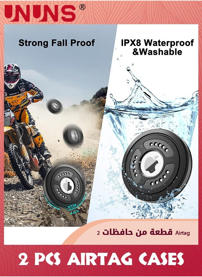 UNUNS عبوتان من غطاء حافظة AirTag، ملصق Airtag مقاوم للماء IPX8 على حامل لاصق مع ملصق لاصق، حماية لكامل الجسم، ملصق تعقب واقٍ مضاد للخدش للسيارات والدراجات والأمتعة  - Image 2