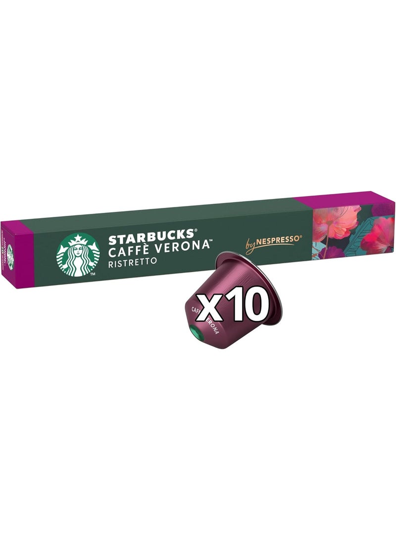 ستاربكس كبسولات ستاربكس كافيه فيرونا ريستريتو لآلات نسبريسو - تحميص داكن، درجة كثافة 10 - 10 كبسولات - Image 1