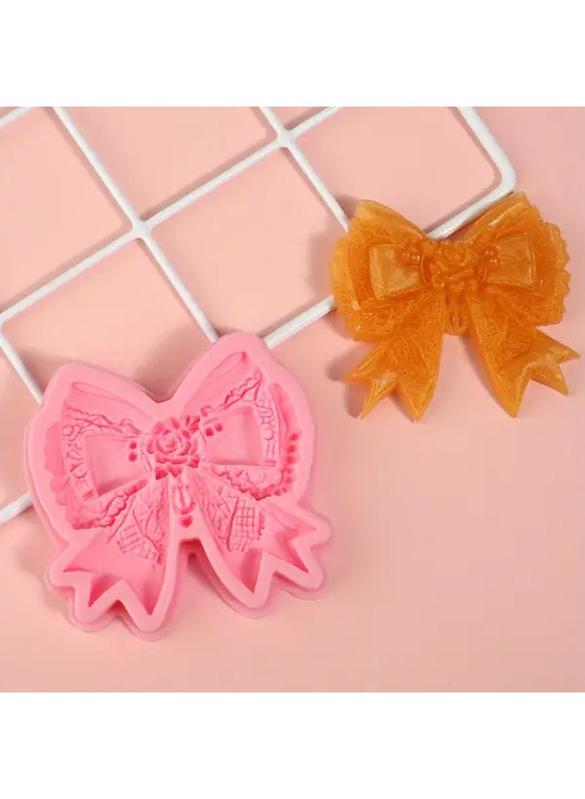 Elegant Lace Bow Floral Silicone Cake Mold Model Y 313 Pink Gold Baking Mold - Image 2