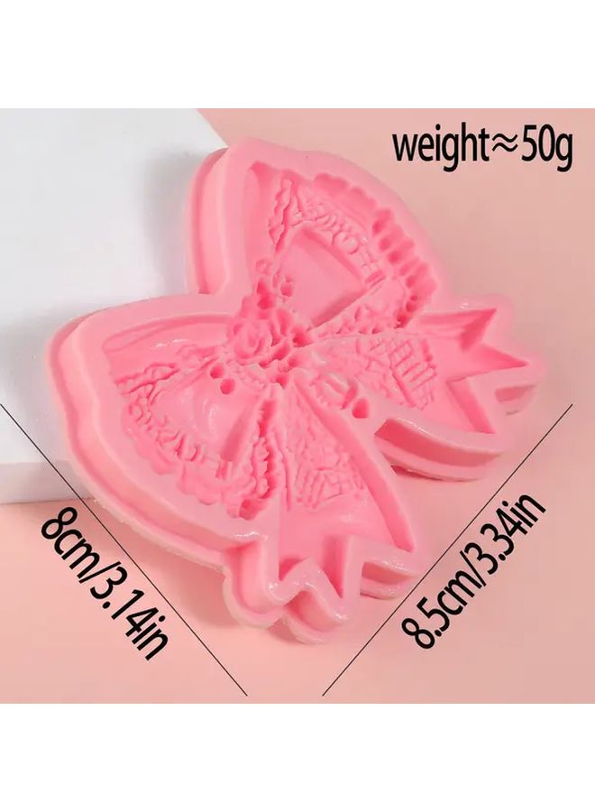 Elegant Lace Bow Floral Silicone Cake Mold Model Y 313 Pink Gold Baking Mold - Image 3
