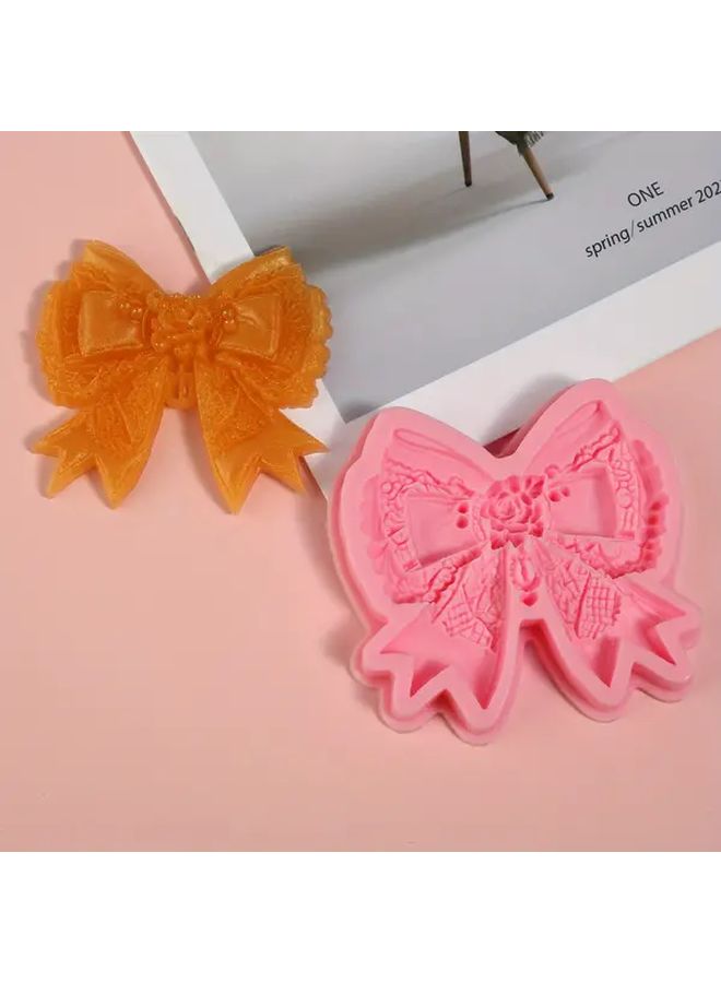 Elegant Lace Bow Floral Silicone Cake Mold Model Y 313 Pink Gold Baking Mold - Image 5