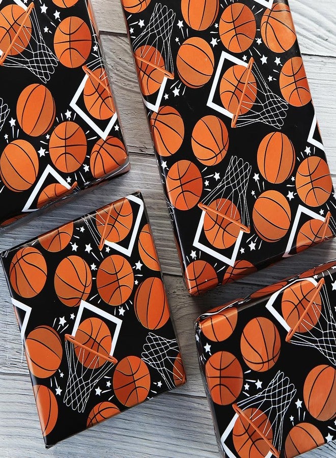 Boerni Basketball Wrapping Paper for Boys Girls, Shoot a Basket/Basketball Patterns on Black Gift Wrap Paper - Sports Soccer Ball Theme Design Art Paper for Kids Men Women Birthday Baby Shower Holiday - Image 5