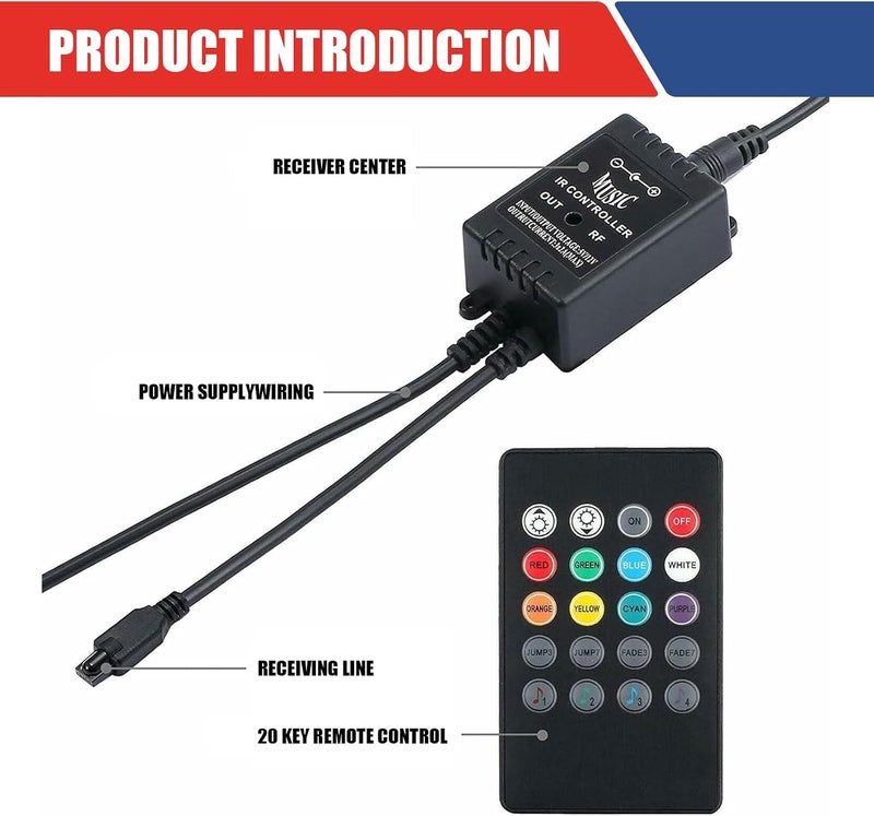 حزمة من 4 أضواء داخلية للسيارة LED، أضواء شريطية LED للسيارات، إكسسوارات السيارات، أضواء جو السيارة، متوافقة مع معظم السيارات والشاحنات والفانات (متعدد الألوان) - Image 3