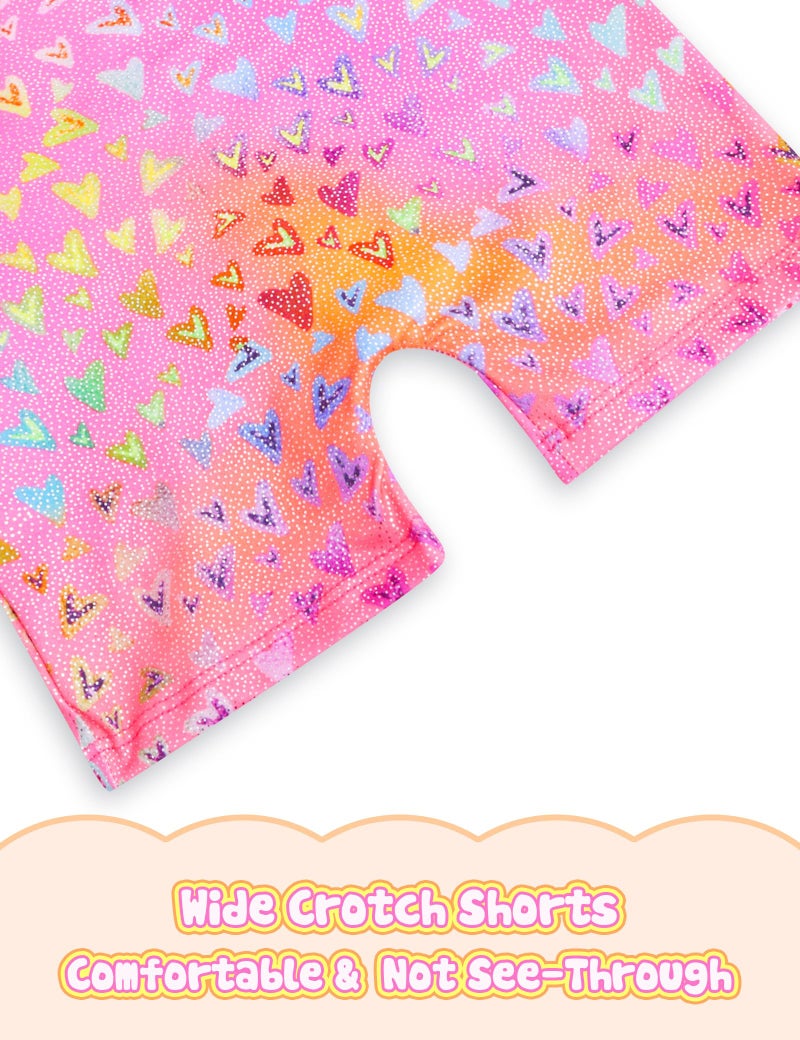 Nymphperi Leotard for Girls Gymnastics Size 3-4t Hotpink Neon Heart Quick Dry Tumble Biketard with Shorts - Image 5