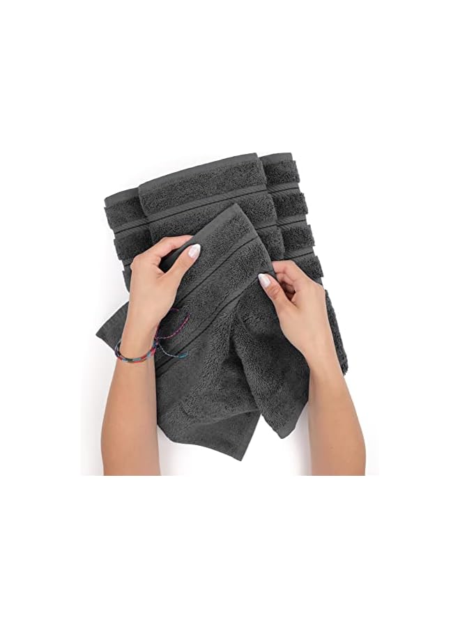 The Bros Towel Set, 2 Bath Towels 2 Hand Towels 2 Washcloths Super Soft and Absorbent 100% Turkish Cotton Towels for Bathroom and Kitchen Shower Towel Dark Grey - Image 5