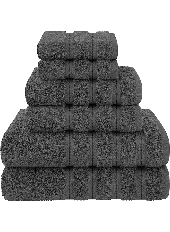 The Bros Towel Set, 2 Bath Towels 2 Hand Towels 2 Washcloths Super Soft and Absorbent 100% Turkish Cotton Towels for Bathroom and Kitchen Shower Towel Dark Grey - Image 1