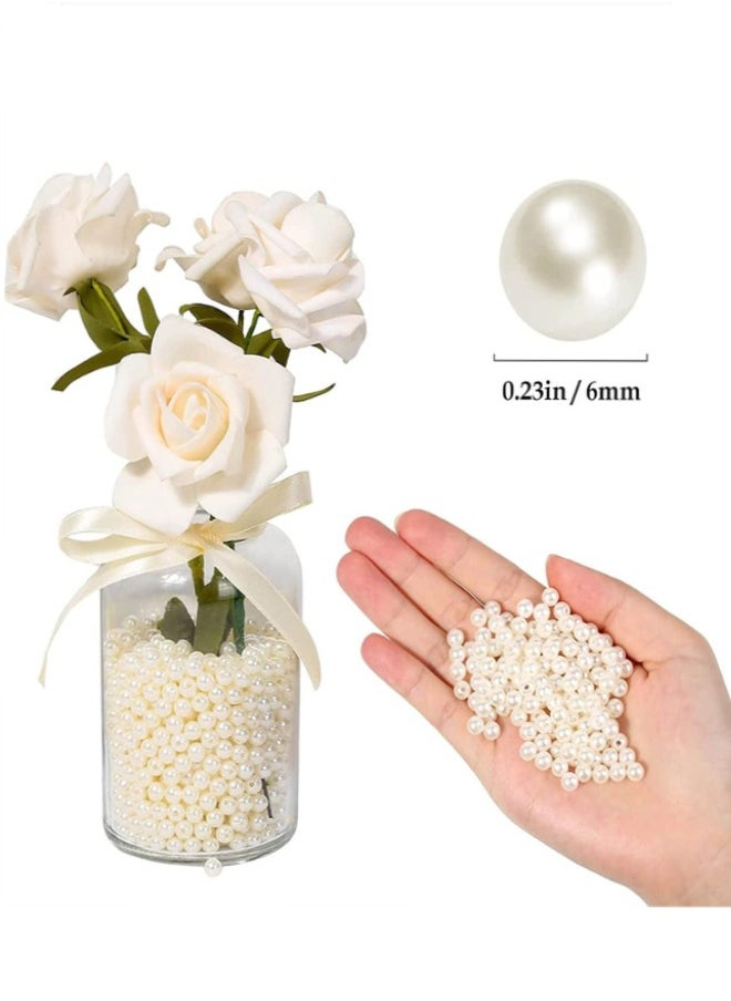 Generic - Pearl Beads for Craft, 1000pcs Fake Pearls, 6 mm Small Sew on Pearl Beads with holes for Jewelry Making, Bracelets, Necklaces, Hairs, Crafts, Decoration and Vase Filler - Image 1