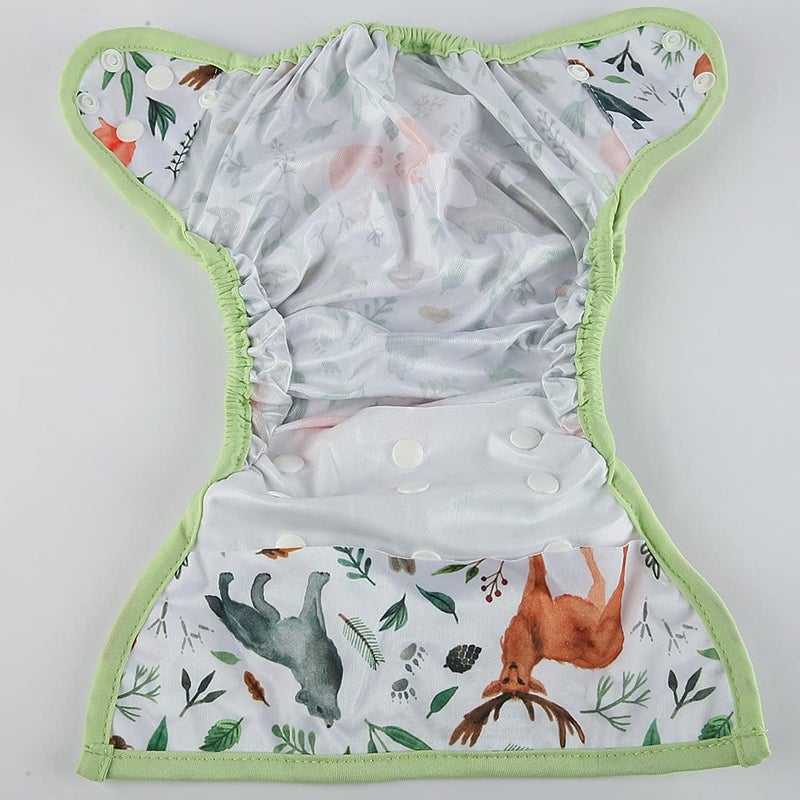 Hibaby غطاء حفاضات قماش بحجم واحد مع أزرار مزدوجة (غابة) - Image 3