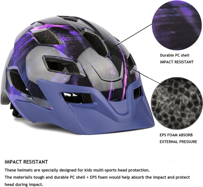 EXCLUSKY Kids Helmet, Kids Bike Helmet Child Boys Girls Bike Helmet Age 5-13 Adjustable Bicycle Scooter Skating Cycle Helmet 50-57cm - Image 3